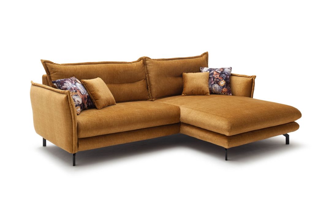 Benformato Wohnlandschaft Lava Recamiere rechts Stoff gelb 255 x 180 cm