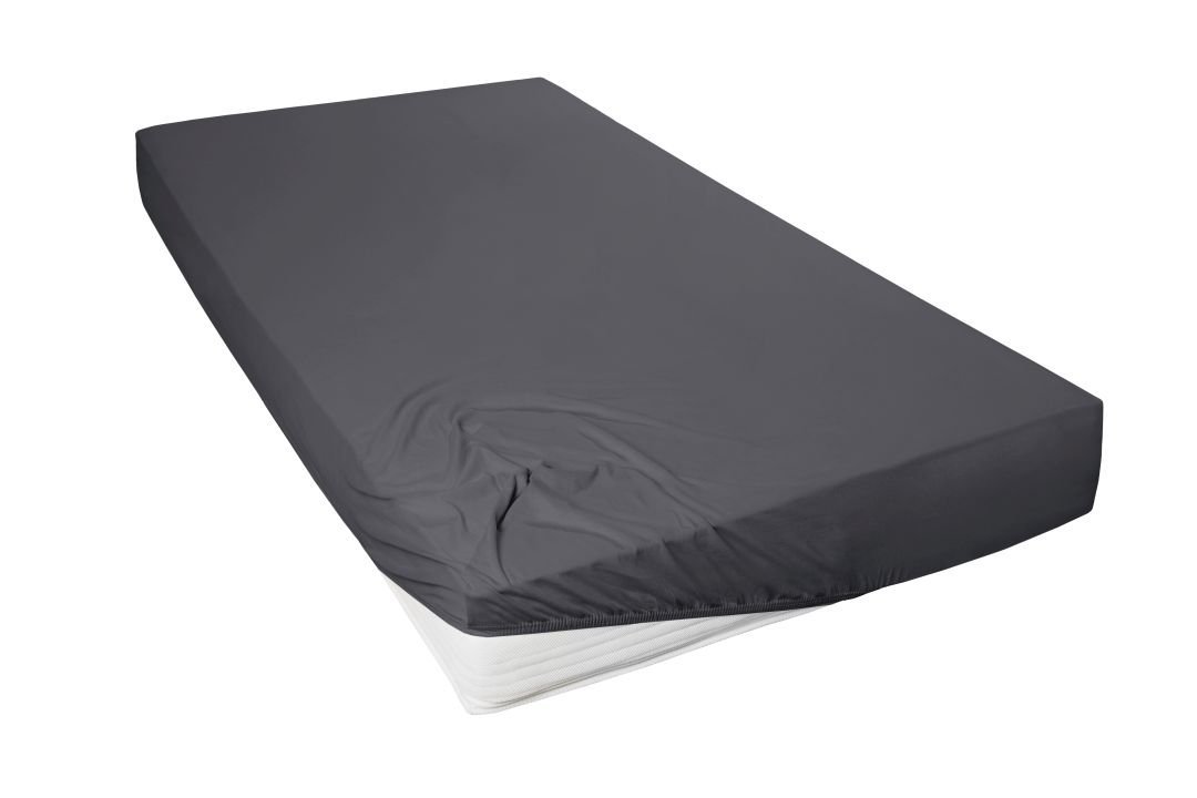 Hahn Haustextilien Mako-Feinjersey-Spannbetttuch anthrazit 150 x 200 cm