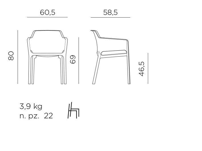 Nardi Stuhl NET mint 60,5x80 cm