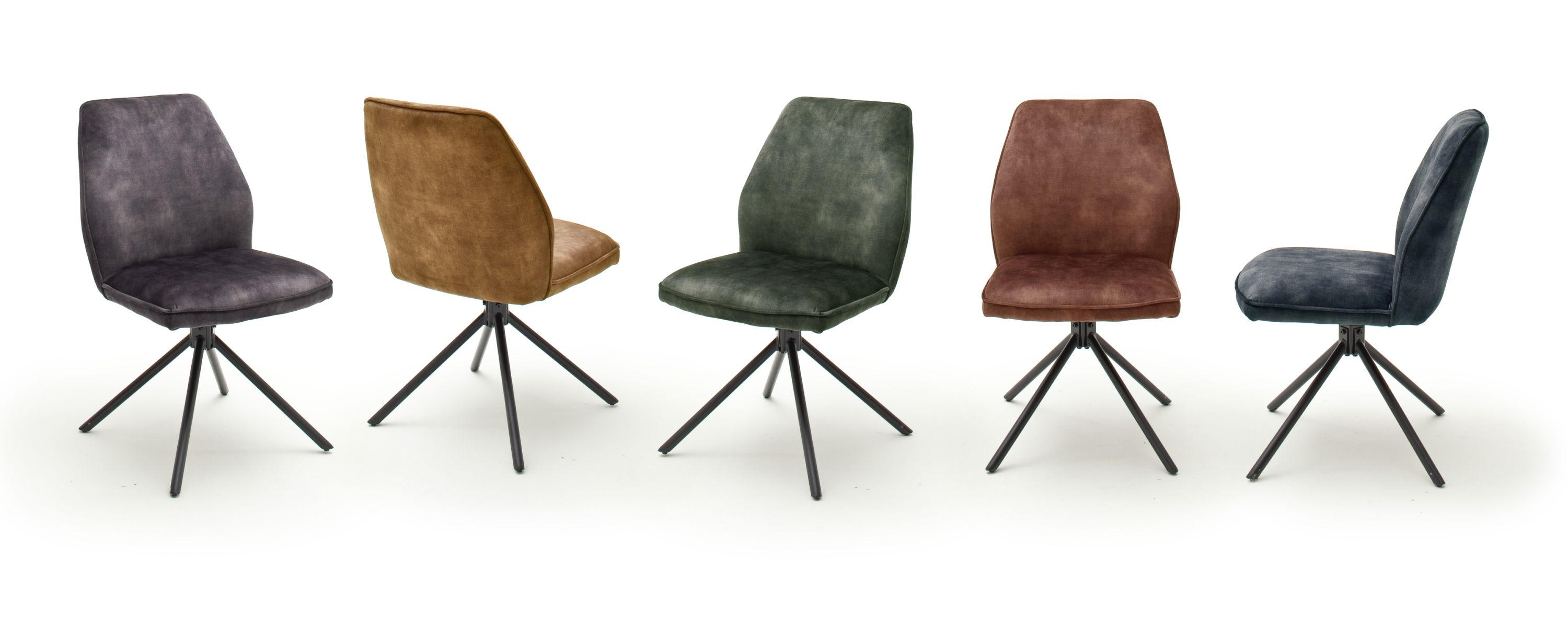 Esszimmerstuhl 4 Fuß Stuhl - Vintage  Velouroptik olive - Ottawa
