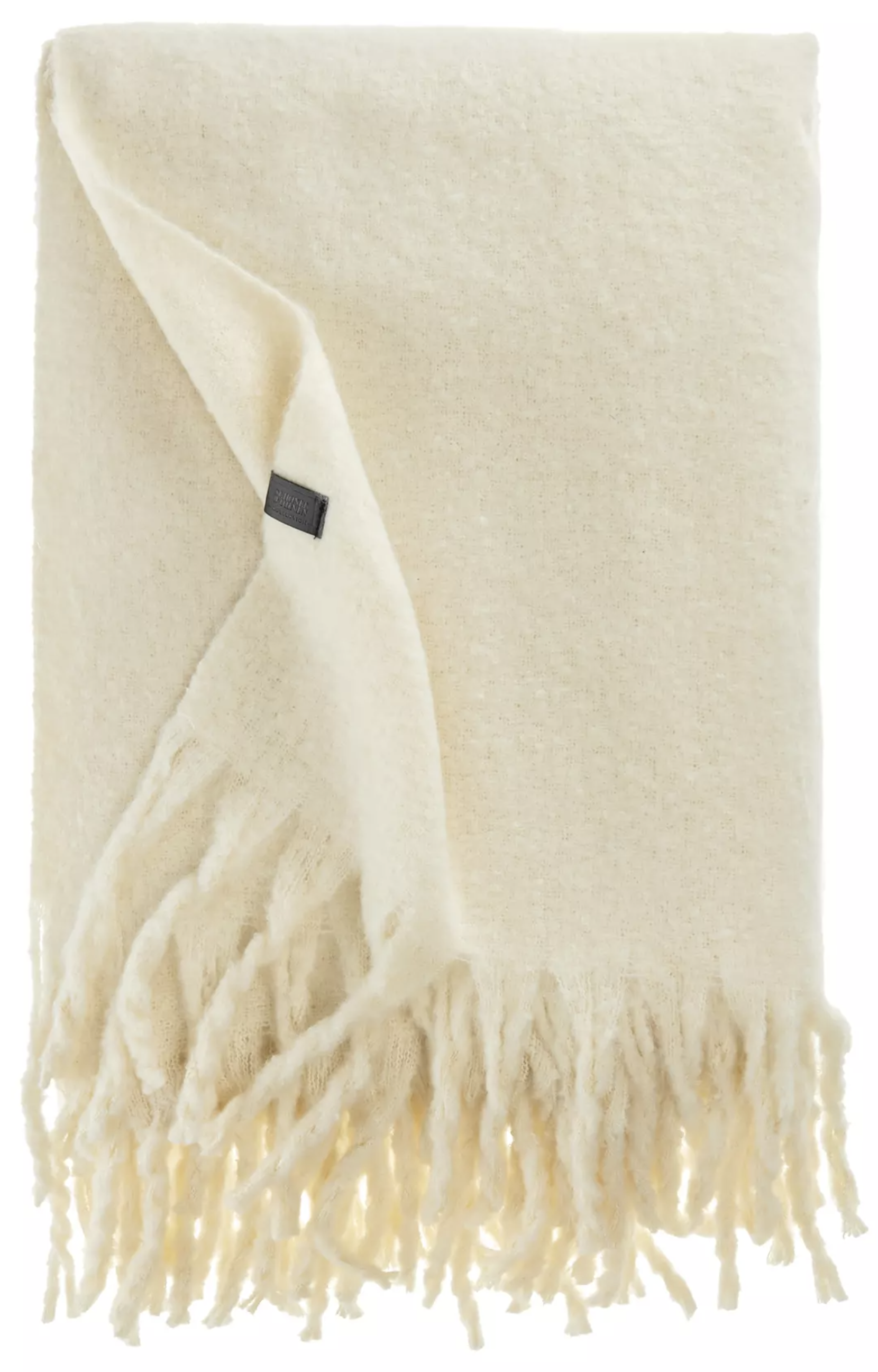 Schöner Wohnen Decke Plenty 140x200 cm Beige/Offwhite – Kuscheldecke mit Fransen, weich & pflegeleicht