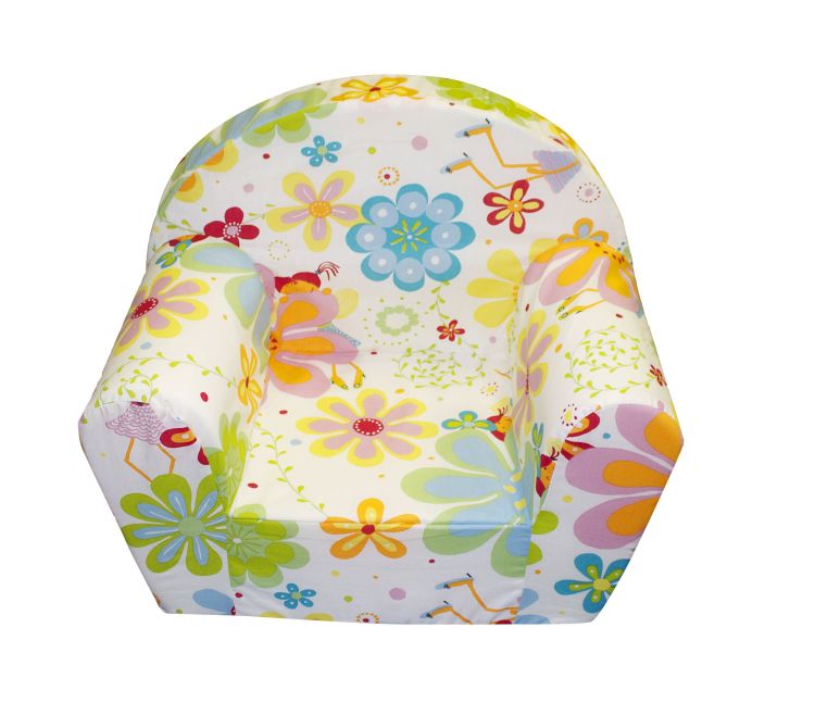 Kindersessel aus Schaumstoff - Blumenfee bunt -  44 x 53 x 36 cm - Oeko‑Tex® geprüft, ideal für Kleinkinder - Sun Garden Ludger